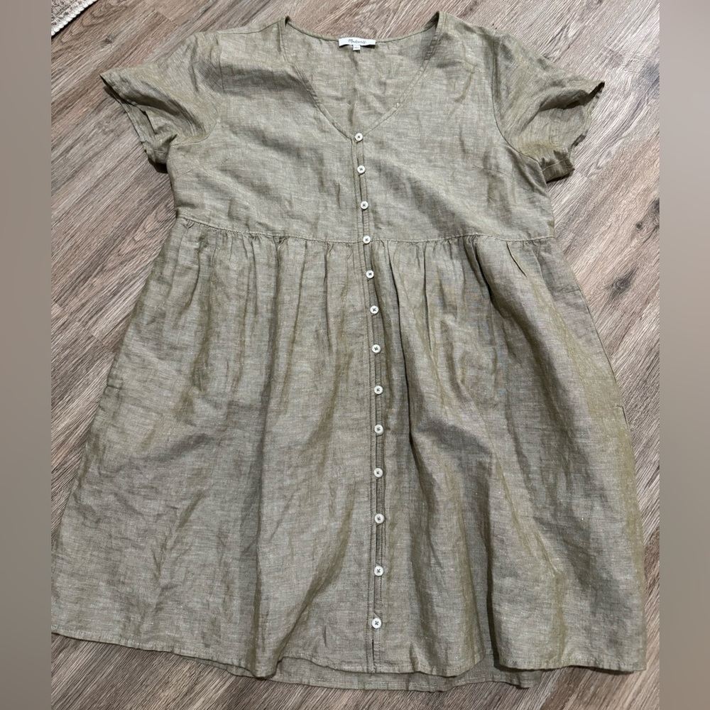 Madewell linen blend babydoll dress